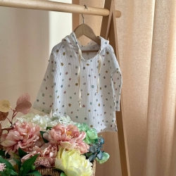 Bluza cu gluga din muselină pentru copii, Bulinute – bumbac 100%